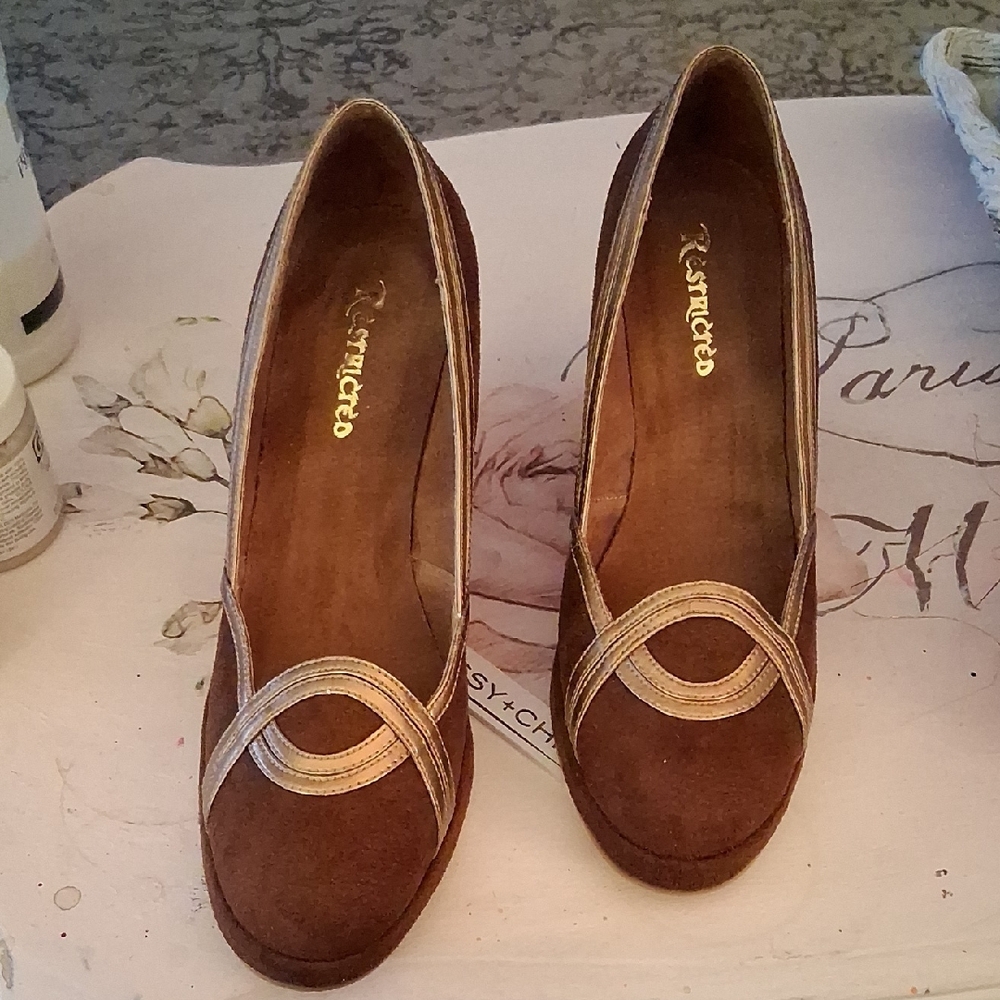 Restricted Brown Wedge Shoes with Elegant Design